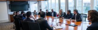 Dr. Rumee Ahmed, Vice-Provost Internatioal, pro tem and Cheryl Dumaresq, Managing Director, Office of the Vice Provost International, met with a delegation from Querétaro, Mexico in the UBC President’s Office to discuss partnership opportunities between UBC and Querétaro on February 27, 2023 (photo: Paul H. Joseph/UBC Brand & Marketing)