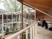 The 2023 Venice Biennale of Architecture AAHA headquarters and Land Back Courtyard (photo: Maris Mezulis)