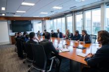 Dr. Rumee Ahmed, Vice-Provost Internatioal, pro tem and Cheryl Dumaresq, Managing Director, Office of the Vice Provost International, met with a delegation from Querétaro, Mexico in the UBC President’s Office to discuss partnership opportunities between UBC and Querétaro on February 27, 2023 (photo: Paul H. Joseph/UBC Brand & Marketing)