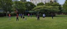 Socially distanced volleyball at UBC St. Johns College
